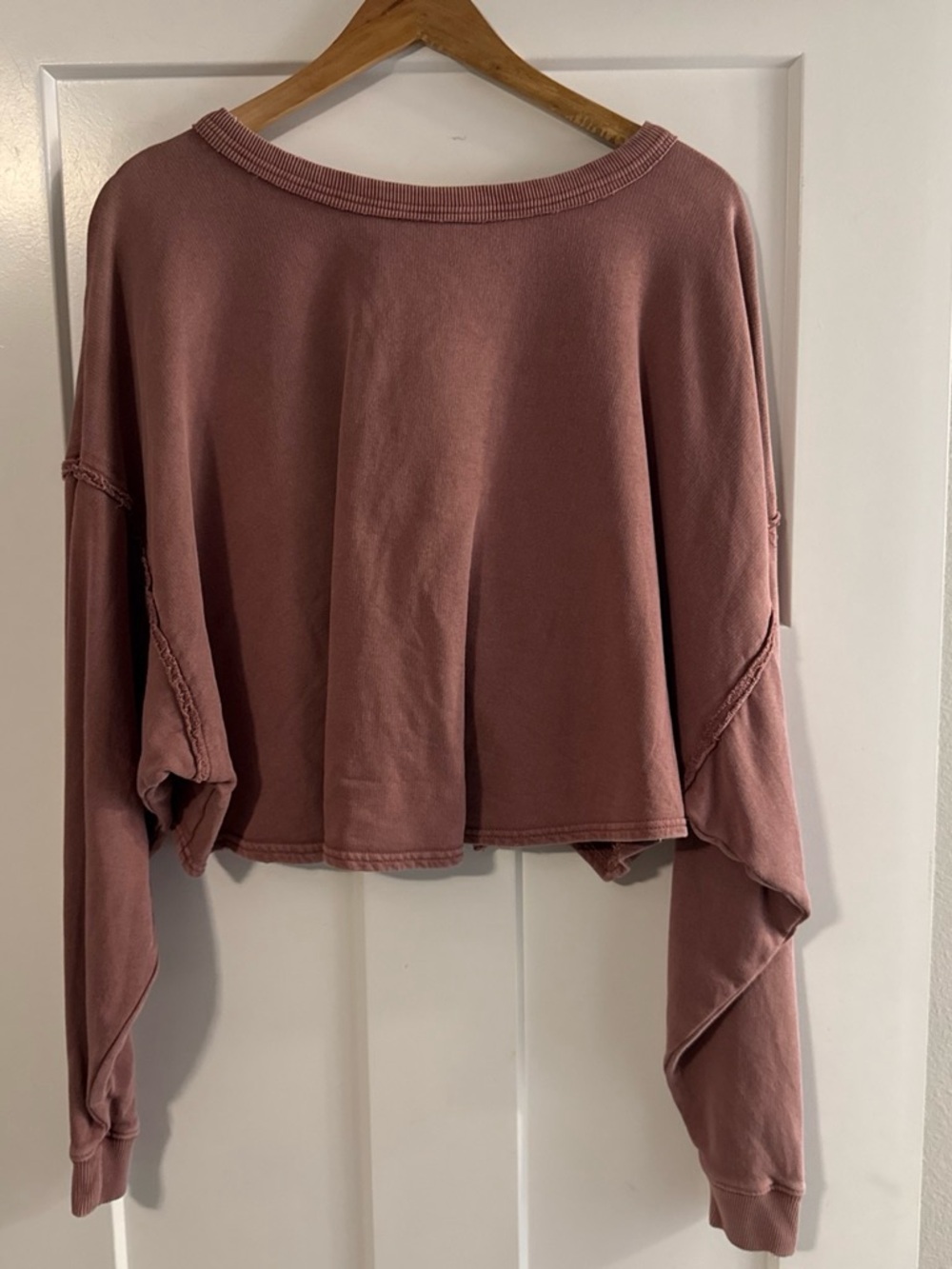 Free People Cropped Long-Sleeve Top in Dusty Rose